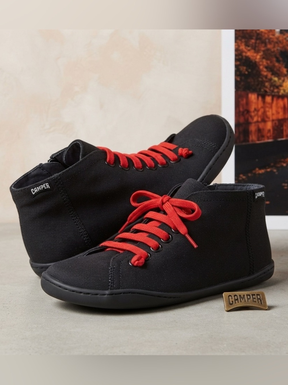 Camper Price Ankle Boot Red And Black